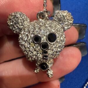 Swarovski Astro teddy bear Silver and Black Crystal Bear Necklace